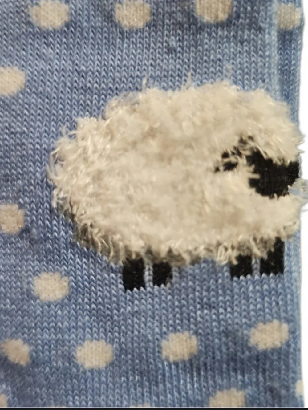 Blue Fuzzy Sheep Polka Dot Socks One Size Novelty Cozy Cottagecore NWT Gift